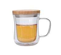 ZKALQECNF Lait Tasses à thé en verre double paroi avec couvercle, mugs transparent de 220 ml anse for café, jus, boissons chaudes/froides Boissons