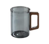 ZKALQECNF Lait Tasses classiques en verre avec anse bois, verres borosilicate transparent for thé, café, lait et jus Boissons(Grigio,Grand)