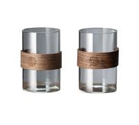 ZKALQECNF Lait Verres à boire de 350 ml (11,8 oz) avec anneau en noyer, lot 2, verre borosilicate transparent for boissons chaudes et froides Boissons(Transparent)