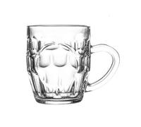ZKALQECNF Lait Verres sans plomb avec anse, tasses en verre transparent alvéolé de 400 ml (13,5 oz) for eau, thé, lait, café, bière, compatibles lave-vaisselle Boissons