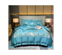 ZKALQECNF Parures de lit Parure de lit 4 pièces avec Housse de Couette et Drap-Housse brodés de Fleurs, Style Palais européen, taie d'oreiller Sets de Housses de Couettes(Blue,King 220X240cm 4pcs)