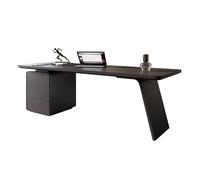 ZKALQECNF Table de Bureau Bureau de Direction Couleur fumée, Bureau d'étude Moderne avec tiroirs et Prises Charge, Facile à Installer Salon(S)