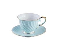 ZKALQECNF Tasses à thé en céramique françaises belles tasses à café latte et soucoupes exquises pour la maison Service à thé de l'après-midi (bleu)
