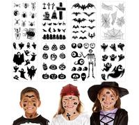 Zkaoai 8 Pièces Halloween Tatouages Temporaires, Araignée, Toile d'araignée, Fantôme, Squelette, Citrouille, Pierre Tombale, Tatouages Autocollants Halloween pour Enfants