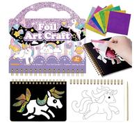 Zkaoai Activité Manuelle Enfant, Foil Art Enfant, Licorne Fille, Jouets de Voyage et Coloriage Sans Désordre, Loisir Creatif Enfants, Apprendre a Dessiner, Cadeau Anniversaire Fille 4-9 Ans