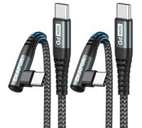 ZKAPOR 100W Câble USB C vers USB C [1M, Lot de 2], PD 5A Cable USB C Charge Rapide Angle Droit Cable Type C Compatible avec iPhone 16/15 Pro Max, Samsung Galaxy S25/S24, Pad Pro, Huawei P60, Pixel