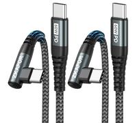 ZKAPOR Câble USB C vers USB C 90 Degrés [1M/Lot de 2], Cable Type C 60W Cordon Type C Angle Droit Charge Rapide Compatible avec iPhone 16/15, Samsung S25/S24, Pad Pro, Air 2022, Huawei P60 - Gris