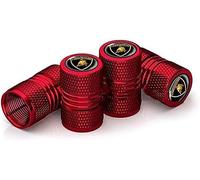 ZKAYHGG 4 Pieces Bouchon Valve Pneu Voiture pour Lamborghini Revuelto 2023 2024 2025, Capuchon de Valve Anti Fuite Bouchon Valve Protection Accessoire,Red