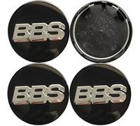 ZKAYHGG 4 Pièces Cache Moyeu pour BBS 56mm, Capuchon Central Roue Enjoliveur Étanche Antirouille Badge Logo Bouchon Jante Poussière,Black Silver