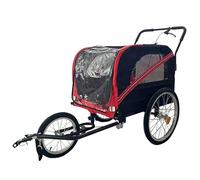 ZKBDBWTR Remorque Vélo pour Chiens et Animaux, Attelage Universel avec Suspension, Drapeau de Visibilité et Réflecteurs, Carrosse Pliable, Capacité 40 kg(Red)