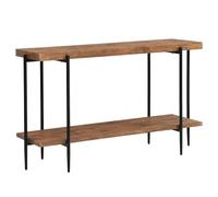 ZKBDBWTR Table Console en Bois Massif avec Rangement, Base en Fer Forgé, Meuble Console D'entrée étroite, Table de Chevet, pour Salon, Entrée