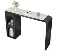 ZKBDBWTR Tables de Bar Rock Board, Table Haute Contre Le Mur, Double Rangement, Pieds en Métal, Table de Pub Industrielle for L'entrée(Black,140cm/55.1in)