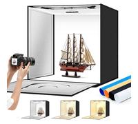 ZKEEZM Boîte à lumière de studio photo 50 x 50 cm portable pliable avec luminosité réglable, intensité variable pour prise de vue photo avec 3000-6500 K bicolore, 160 LED et 7 couleurs de fond