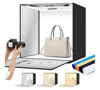 ZKEEZM Boîte à lumière pour Studio Photo 60 x 60 cm, Tente Lumineuse Portable Pliable avec luminosité réglable, Prise de Vue avec lumières Bicolores 3000-6500 K 240 LED et 7 Couleurs de Fond