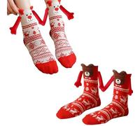 ZKGYUS 2 Paires de Chaussettes Magnétiques Amusantes pour Les Couples, Cadeau de Noël Unisexe Magnétique 3D Mains Tenant des Chaussettes Tube Moyen Chaussettes Anniversaire Couple Cadeaux