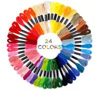 ZKGYUS 24pcs Fils Bracelet Brésilien, Fil à Broder 24 couleurs de 8 mètres