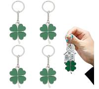 ZKGYUS 4 Pcs Porte Clef Trefle 4 Feuilles Porte Cle Porte Bonheur Trefle A 4 Feuilles Porte Clef Femme Cadeau Porte-clés Lucky Trèfle À Quatre Feuilles Fortune Keychain Porte-Clés