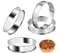 ZKGYUS 4 Pièces Cercle à Tarte INOX, Cercles à pâtisseries Rond en INOX à Bord roulé, Hauteur 2,5 cm (Diamètre 8 cm)