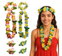ZKGYUS Collier de Fleurs Hawaïenne, Collier Hawaïen Fleurs, Bracelet Tiare Set, Plage Thème Décorations De Fête