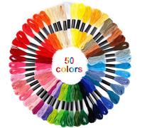ZKGYUS Kit de fil à broder brésilien, 50 couleurs, 8m, 6 brins, Coton, Loisirs Créatifs, Point de Croix, Bracelets Brésiliens