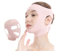ZKGYUS máscara en V reutilizable,vendaje de estiramiento facial sin dolor,Disponible en todas las temporadas, color rosa