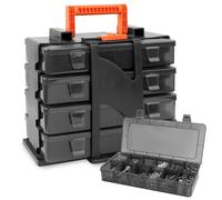 ZKH Boîtes de Rangement, Ensemble de 4, pour Atelier, pour Visserie et Outils, Compartiments Amovibles Chacun, Matière PP, 30 x 20 x 21 cm, Empilable, Stockage Sécurisé