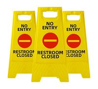 ZKH Lot de 3 panneaux d'avertissement pour sol humide industriel de 61 cm - Pliables - 2 côtés - Robustes - Jaune - Avertissement pour sol humide - Pour intérieur et extérieur - Sans entrée