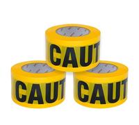 ZKH Lot de 3 rubans adhésifs jaunes haute visibilité de 7,6 cm x 304,8 m avec texte noir en gras pour la sécurité et les avertissements de danger pour la construction/danger/décorations d'Halloween