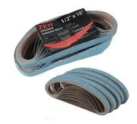 ZKH Lot de 32 bandes abrasives en oxyde de zirconium pour le travail du métal, 1,27 x 45,7 cm, grains assortis 40/60/80/120 pour polissage du métal, travail du bois