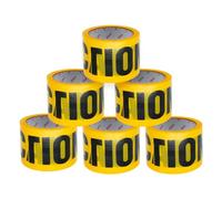 ZKH Lot de 6 rubans adhésifs jaunes haute visibilité de 7,6 cm x 91,4 m avec texte noir en gras pour avertissements de sécurité et de danger, parfaits pour la construction, les décorations d'Halloween