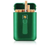 ZKHD Étui à Cigarettes avec Briquet Boîte à Cigarettes Briquets Rechargeables USB 2 en 1 Briquet électrique Rechargeable sans Flamme Coupe-Vent,Green