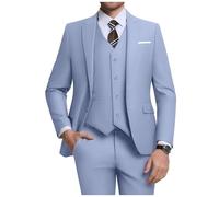 ZKHOECR Costume 3 pièces pour homme, coupe ajustée, avec blazer à deux boutons, gilet et pantalon, couleur unie, pour les affaires et les mariages, lavande, Taille XL