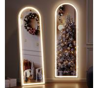 ZKIODV Miroir Arqué - 160 x 50 cm, Grand Miroir Arche Mural Lumineux, Mirror sur Pied avec LED 3 Couleurs & Dimmable, Arc Miroir Pleine Longueu pour Chambre Couloir Salon, Muraux/Pied/Adosser (Blanc)