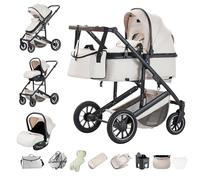 Zkiprm Poussette 3 en 1 avec Siège Auto, Poignée Réglable en Hauteur, Couvre-Pieds et Habillage Pluie - Châssis en Aluminium pour Enfants de 0 à 4 Ans