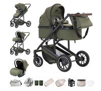 Zkiprm Poussette 3-en-1 Portable Compacte Avec Siège Auto Ressorts Absorbant les Chocs Châssis en Alliage D’Aluminium Profil Élevé