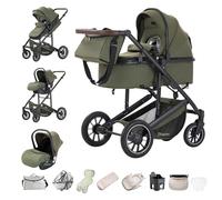 Zkiprm Poussette 3-en-1, Système de Voyage Avec Siège Auto, Accoudoirs Réglables, Habillage pluie, Moustiquaire, Châssis en aluminium, à profil haut pour 0-4 ans