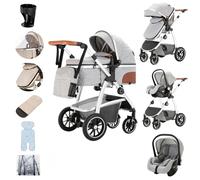Zkiprm Poussette 3 en 1, Système de Voyage Avec Siège Auto, Landau Accoudoirs réglables, Habillage pluie, Moustiquaire, Châssis aluminium, Landau urbain pour enfants 0-4 ans
