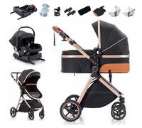 Zkiprm Poussette 3-en-1, Système de Voyage Bébé avec Siège Auto et Base Isofix, Poussette Pliable, Poignée Réglable en Hauteur Housse de Pluie | Moustiquaire | Housse de pluie | Porte-gobelet | 0-3