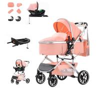 Zkiprm Poussette combinée 3 en 1 Avec Isofix Base - Système de voyage - Jusqu'à 22 kg - Pliable - Cadre en aluminium - Moustiquaire - Housse de pluie - Sac pour maman inclus - 0-4 ans
