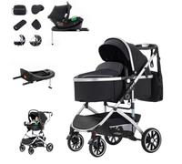 Zkiprm Poussette combinée 3 en 1 Avec Isofix Base - Système de voyage - Jusqu'à 22 kg - Pliable - Cadre en aluminium - Moustiquaire - Housse de pluie - Sac pour maman inclus - 0-4 ans