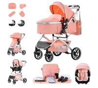Zkiprm Poussette combinée 3 en 1 - Système de voyage avec siège auto - Jusqu'à 22 kg - Pliable - Cadre en aluminium - Moustiquaire - Housse de pluie - Sac pour maman inclus - 0-4 ans