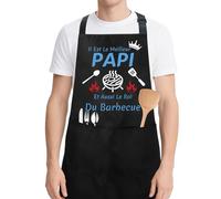 ZKIUOA Cadeau Papy Noel Idée Cadeau Original Tablier Homme Cadeau Fête Des Papy Cadeaux Fete Des Grand Peres Cadeaux Papi Anniversaire Retraite Pour Grand Père Bretelles Ceinture Réglables Noir
