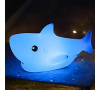 ZKLiLi mignon Veilleuse requin pour enfants,7 Couleurs Veilleuse requin Bébé Lampe de Chevet,chambre d'enfant Décoration lampe de nuit silicone pour la maternelle,Cadeaux pour bébé filles et garçons
