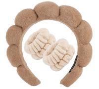 Zkptops Ensemble de bracelets spa pour lavage du visage - Éponge, maquillage, soins de la peau en tissu éponge doux à bulles - Pour femme et fille - Rembourré - Accessoire pour cheveux épais et