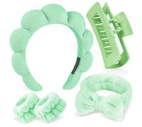 Zkptops Lot de 5 bandeaux spa pour lavage du visage - Éponge, maquillage, soins de la peau - En tissu éponge doux à bulles - Pinces à cheveux pour cheveux épais - Rembourrés - Accessoire pour cheveux