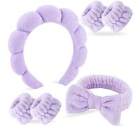 Zkptops Lot de 6 bandeaux spa pour le lavage du visage - Pour femme - Soins de la peau à bulles - Tissu éponge rembourré - Nœud papillon - Accessoire pour cheveux épais - Cadeau idéal (violet)