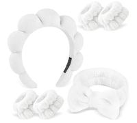 Zkptops Lot de 6 bandeaux spa pour le lavage du visage - Pour femme - Soins de la peau - Éponge de maquillage - Rembourré - Nœud papillon - Joli bandeau antidérapant - Accessoire pour cheveux épais -