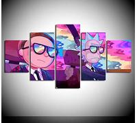 ZKPWLHS Impressions sur Toile 5 Pièces Rick Et Morty Peinture Animation Images pour Le Salon Modulaire Toile Affiche Mur Art Décoration [A] avec des Cadres