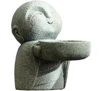 ZKSYLSM Petite Statue de Bouddha Happy Tiny en grès pour Feng Shui, Maison, méditation, décoration de Jardin (Bouddha prière Gris)