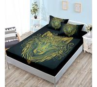 ZKTCYC Drap Housse 70x140 Enfant Motif Loup Bohême Protege Matelas 70x140 Bonnet 30 cm Enfant Garçon Fille Housse Matelas en Microfibre avec Taie d'oreiller 65x65 cm